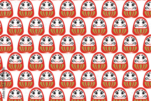 Traditional Japanese Red Daruma Doll Pattern