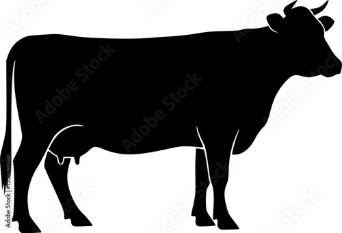 Black Cow Silhouette Vector Illustration for Agriculture and Design
