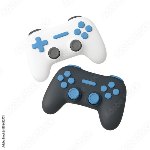 White video game controller or black joystick isolated for fun leisure
