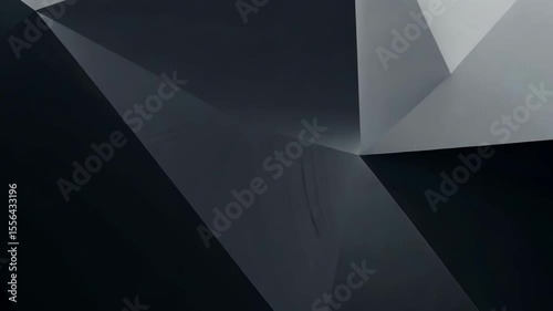 Abstract geometric polygonal shapes in dark gray tones move and transform with smooth flowing transitions creating modern minimalist motion graphics background
