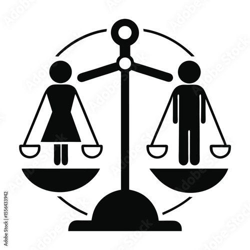 silhouette Justice and equality line icon on white background