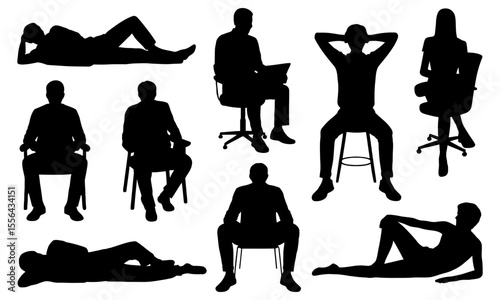 Silhouettes of people in various poses