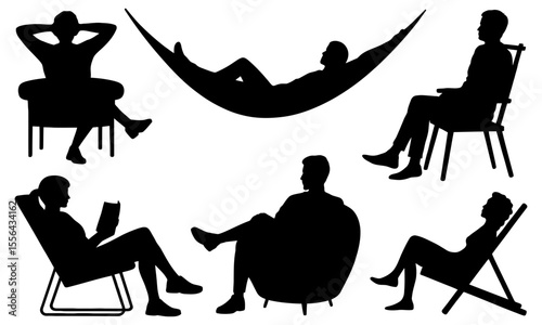 Silhouettes of people in various poses