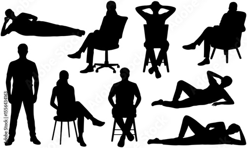 Silhouettes of people in various poses