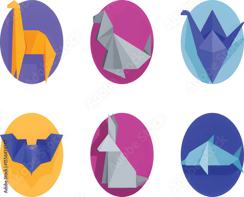 Origami Icons for Japanese Paper Folding, DIY Crafts, and Decorative Projects