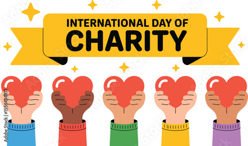 Commemorating International Day of Charity with a Green Heart and Leaves Symbolizing Growth and Support for Charitable Causes