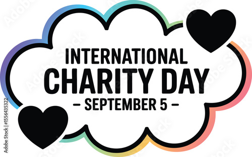 International Day of Charity Vector Illustration with Heart and Hand Symbols in Green Orange and Pink Circles for