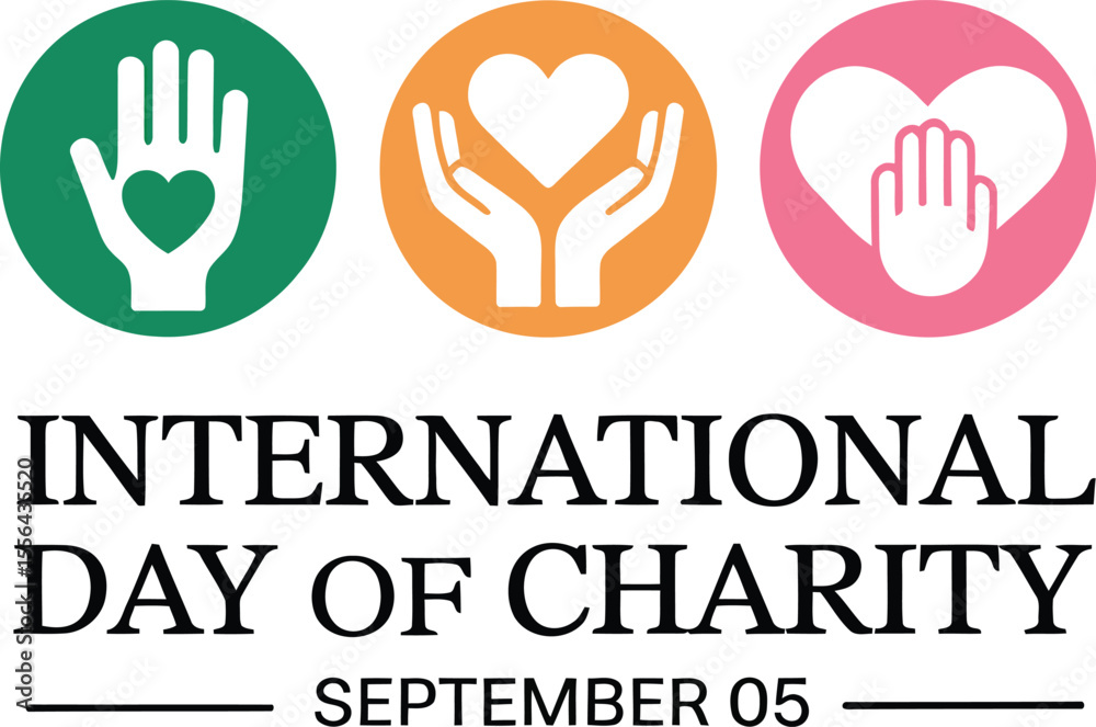 Obraz premium International Day of Charity Illustration with Hands Holding a Heart Celebrated on September 05 Promoting Philanthropy and Social