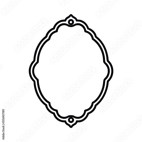 Ornate wall mirror with decorative frame in line vector style Vector illustration