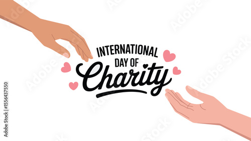 International Day of Charity Illustration with Hand Holding Heart Symbolizing Love and Support for Charitable Causes and Humanitarian