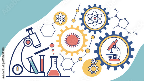 Abstract stem education concept with lab equip | premium modern vector for business and education without text