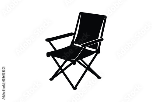 Camping chair set up at campsite vector art illustration