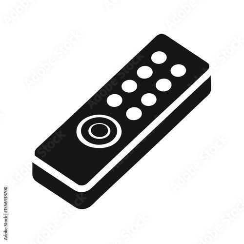 Remote Control Icon, Isometric Black and White Vector, Minimalist Design for Tech Gadgets, UI Elements, and Electronic Device Interfaces