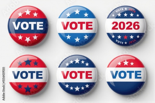Four colored buttons with voting text..New Year 2026.