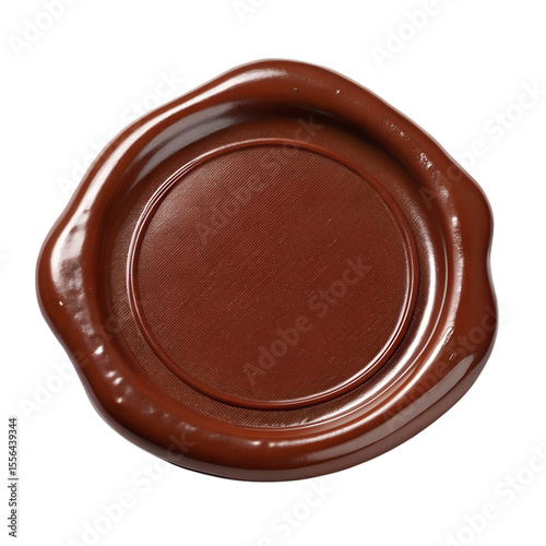 Brown blank wax seal isolated on transparent background
