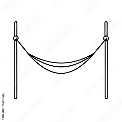 Hammock tied to deck posts swaying in breeze Vector illustration