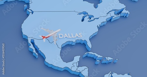 USA, Dallas, abstract illustration of an airplane map, air travel concept