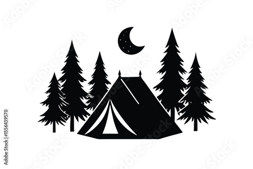 Forest camping nature adventure vector art illustration