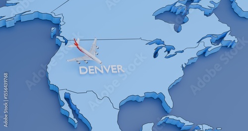 USA, Denver, abstract illustration of an airplane map, air travel concept