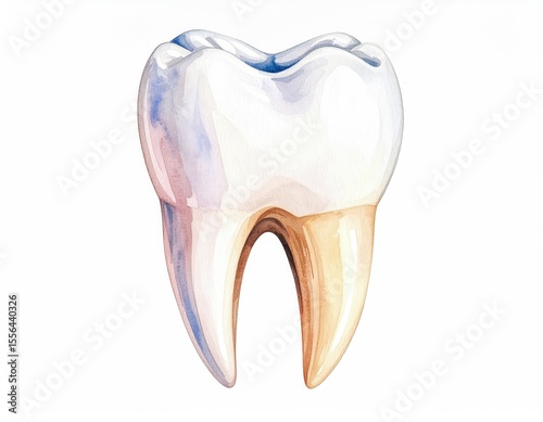 Watercolor illustration of a tooth