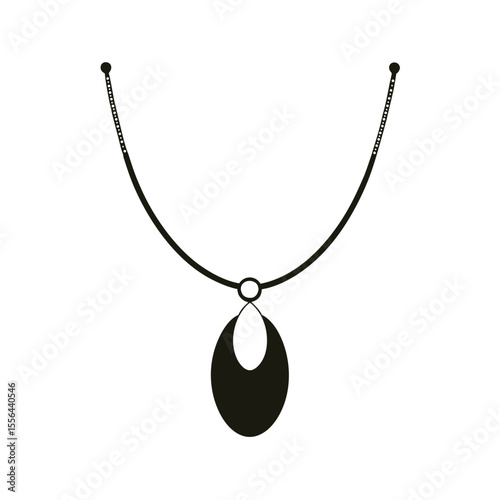Elegant Black and White Minimalist Pendant Necklace Design, Simple, Modern, and Sophisticated Jewelry Illustration for Fashion, Branding, or Website Use.
