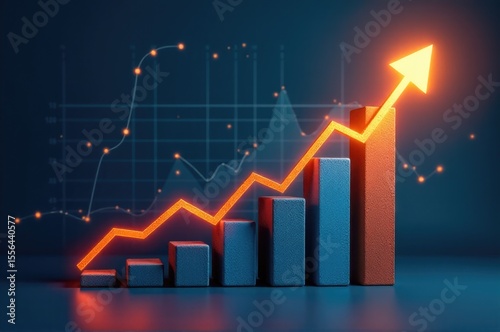 A graphical representation of upward trend, perfect for illustrating growth or increase in statistics..New Year 2026.