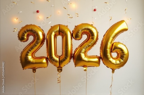Colorful balloons floating in the sky..New Year 2026.
