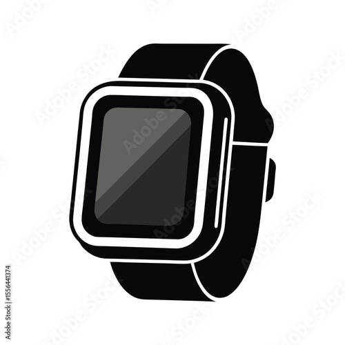 Smartwatch Icon, Black and White Minimalist Vector of Wearable Timepiece, Clean Modern Design for App, Interface, and Tech Branding Use