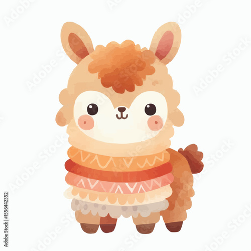 A cute alpaca isolated on a white background 