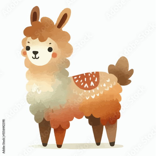 A cute alpaca isolated on a white background 