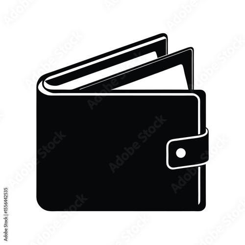 Sleek Black and White Wallet Icon,  Simple, Modern, Minimalist Design,  Perfect for Finance, Banking, and Business Applications, Representing Secure Payment and Financial Security.