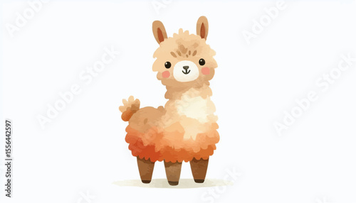 A cute alpaca isolated on a white background 