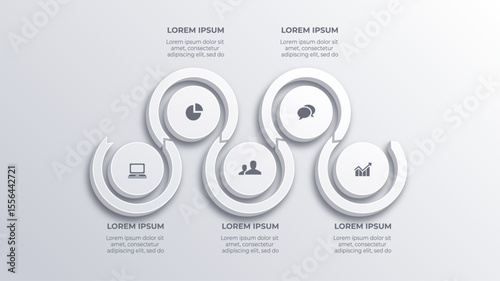 Modern 5 Step Business Infographic Template – Vector Timeline Design with Icons, Labels, and Web Layout Elements