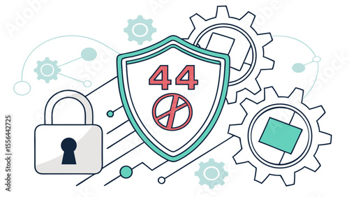 Cybersecurity shield and lock with abstract d | premium modern vector for business and education without text
