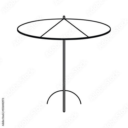 Round patio table with umbrella hole in center Vector illustration