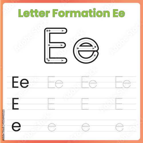 Letter Formation Worksheet for Kids - Uppercase and Lowercase E Practice Sheet