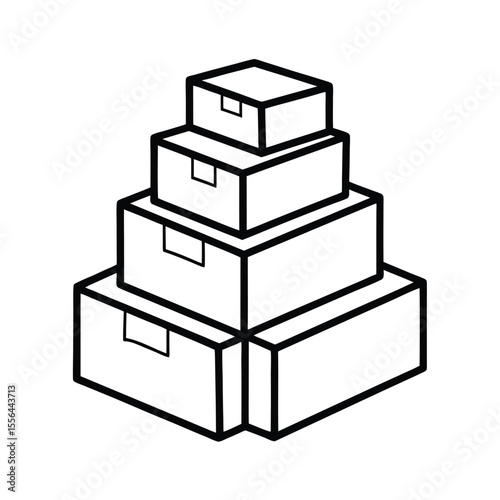 Moving boxes stacked in neat pile in line art Vector illustration