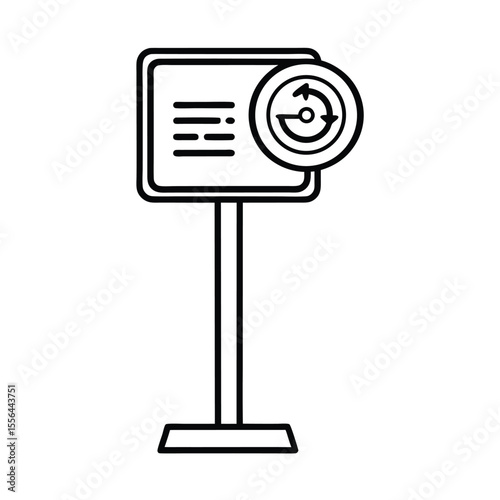 Speed limit sign posted on metal pole in line Vector illustration