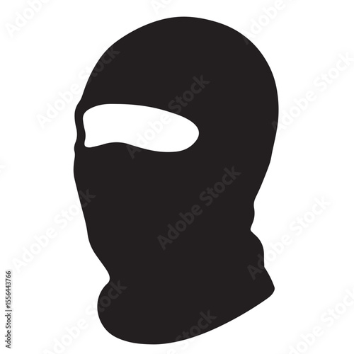 Black silhouette of a balaclava or ski mask with eye holes on a white background