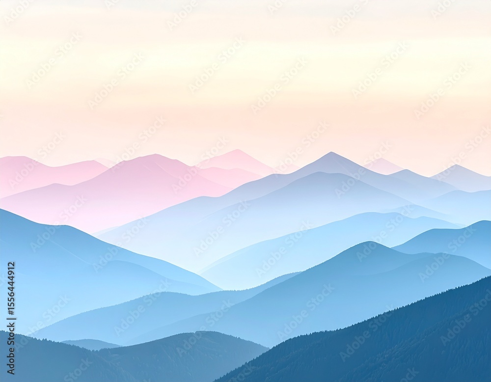 Obraz premium Soft pastel mountains with matte textures and gentle gradients 