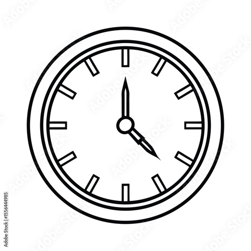 Wall clock showing roman numerals in clean lines Vector illustration