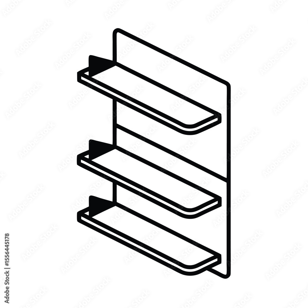 Obraz premium Wall shoe rack with three vented storage tiers Vector illustration