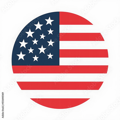 Circle USA Flag on Transparent Background – Round American Flag PNG, Patriotic Vector Design, Independence Day Graphic

