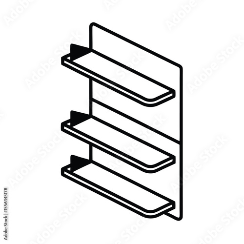 Wall shoe rack with three vented storage tiers Vector illustration