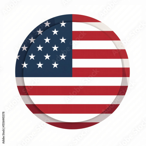 Circle USA Flag on Transparent Background – Round American Flag PNG, Patriotic Vector Design, Independence Day Graphic

