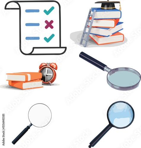 Vector magnifying glass icon set: search, zoom, and discovery symbols for web and business