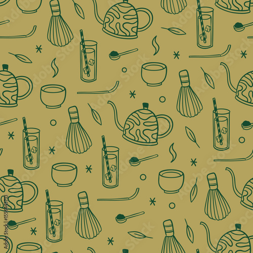 Green Matcha Doodle - Seamless Pattern Design
