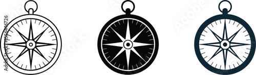Compass navigation vector art illustration set travel direction nautical orientation guide exploration symbol editable stock vector illustration
