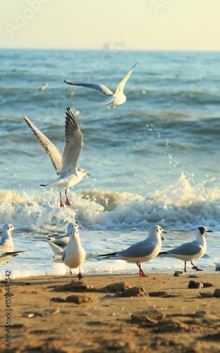 seagulls on the beach