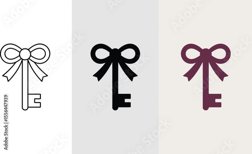 Key with bow vector illustration isolated on white background security access symbol design graphic editable stock vector illustration